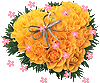 Gif animé coeur de fleurs jaune